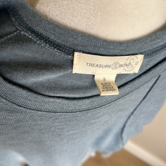 Nordstrom Treasure & Bond Curved Hem Long‎ Sleeve Blue Ombré Women's Shirt Small - Picture 4 of 5